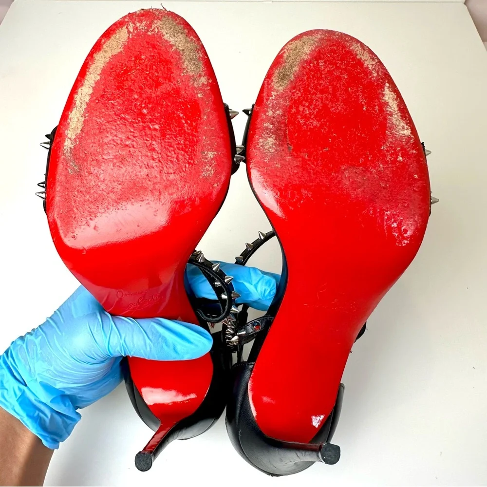 ✨ Christian Louboutin “So Me” Studded Strappy Sandals | Size 39 Black | Red Sole - Picture 10 of 12